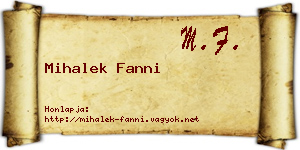Mihalek Fanni névjegykártya